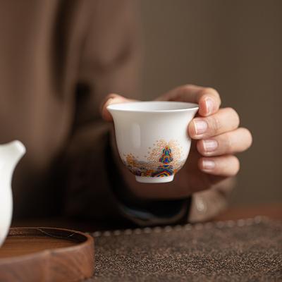 Suet Jade Porcelain High White Porcelain Seawater Jiangya Teacup Home Office Tea Tasting Cup Ceramic Tea Cup Master Cup
