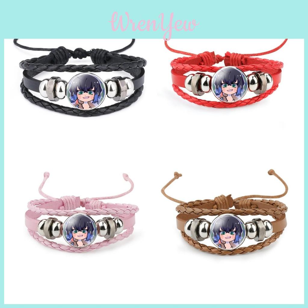Stylish Kimetsu No Yaiba Leather Bracelet With Inosuke Charm Mixed Materials