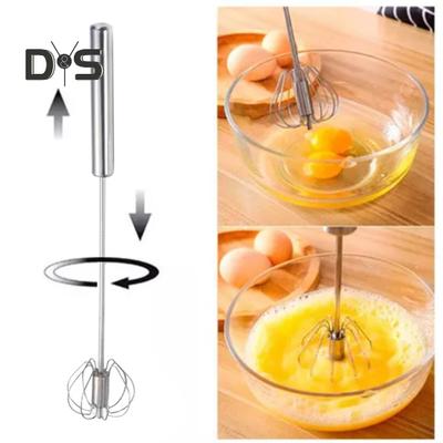 Stainless Steel Semi-Automatic Eggbeater Hand Push Egg Whisk Mixer Milk Frother Mixer Whisk for Quick Stirring Whisking Beating