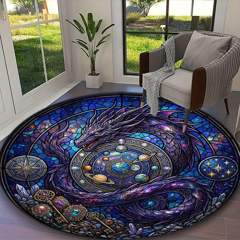 

Amethyst Crystal Dragon Carpet, Non-slip Office Chair Rug, Digital Print Home Round Rug, Unique Festival Decorations Diameter 60cm