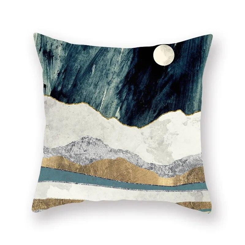45x45cm Abstract Art Geometric Mountain Sunset Octopus Creative Pillow Cover Sofa Office Seat Cushion  Home Decoration