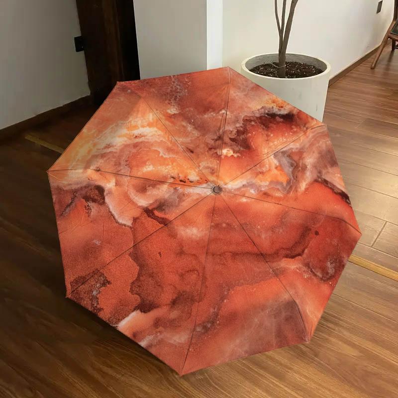 1pc Marble Texture Pattern Umbrella Design Automatic Opening and Closing Umbrella, High-quality Travel Umbrella, Lightweight and Portable, -25