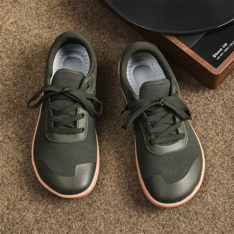 Breathable Wide Toe Casual Sneakers Knitted Mesh Gym Training Shoes Non-slip Walking Flat Shoes Elastic Soled