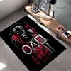 "Black Carpet with Red Abstract Design and Game Character Print" Suitable for Use As an Anti-slip for Living Room Bedroom Sofas