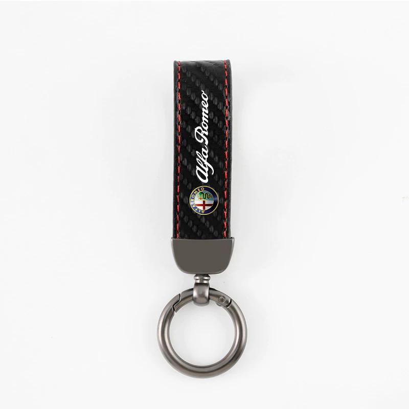XTXG4 Kohlefaser Auto Schlüsselanhänger Leder Schlüsselanhänger Ring Für Alfa Romeo Giulia Stelvio Giulietta 156 159 147 Mito Tonale Brera Disco V