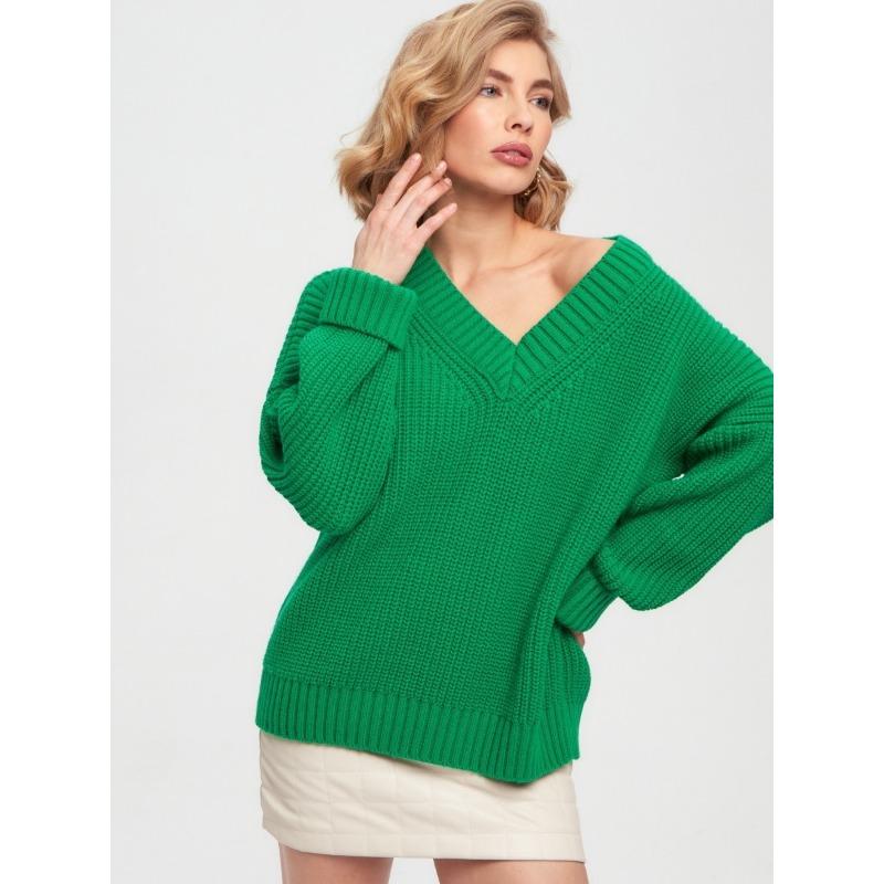 Autumn and Winter Women's Sweater Solid Color Comfortable Casual V-Neck Loose Long Sleeve Sweater