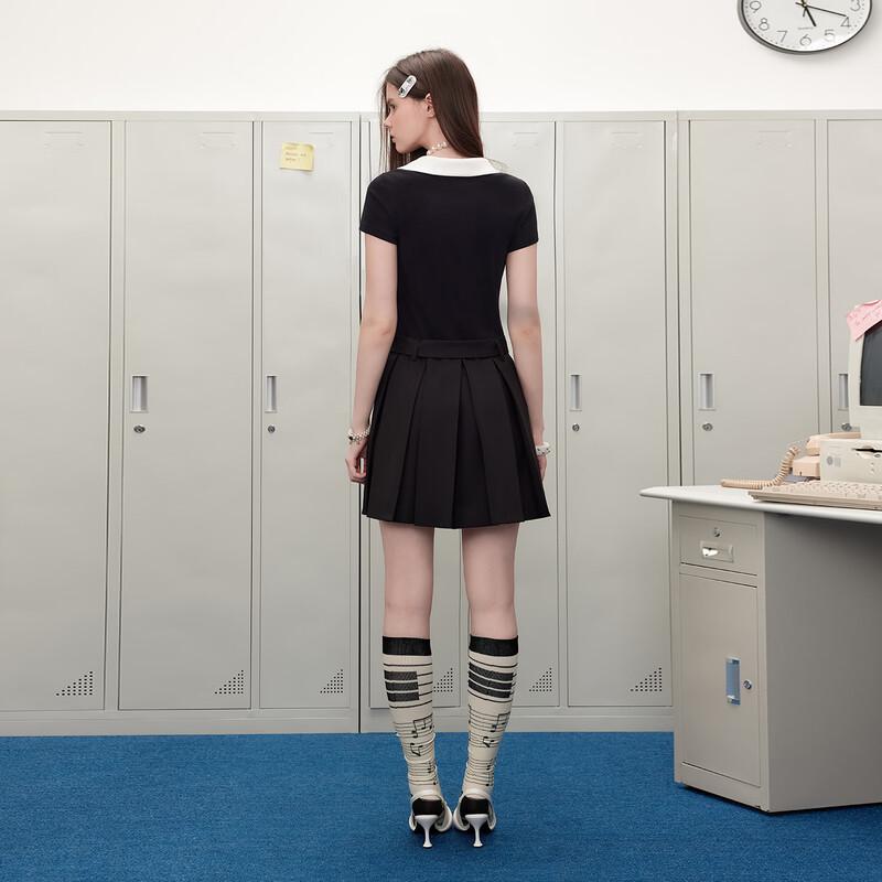 unifree Sweet Cool Girl Doll Collar Pleated A-line Dress