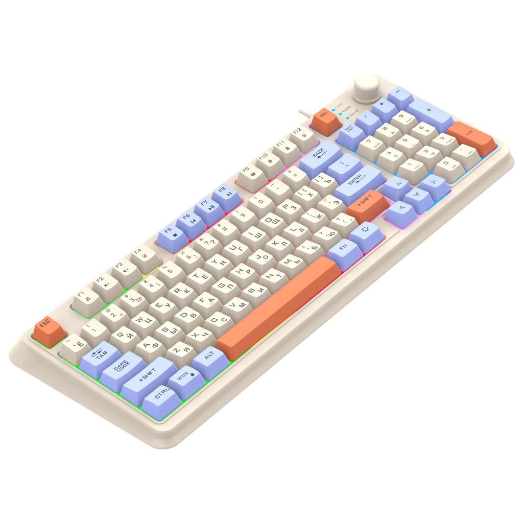 Silver Fox K820 Three-Color Backlit Russian Gaming Wired Keyboard & Mouse Set