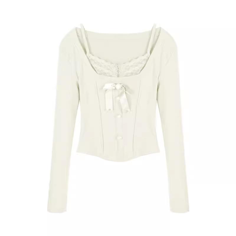 Summer Slim Elegant Blouse Women Evening Party Y2k Crop Top Office Lady Casual Outwear Long Sleeve Shirt Korean Fashion