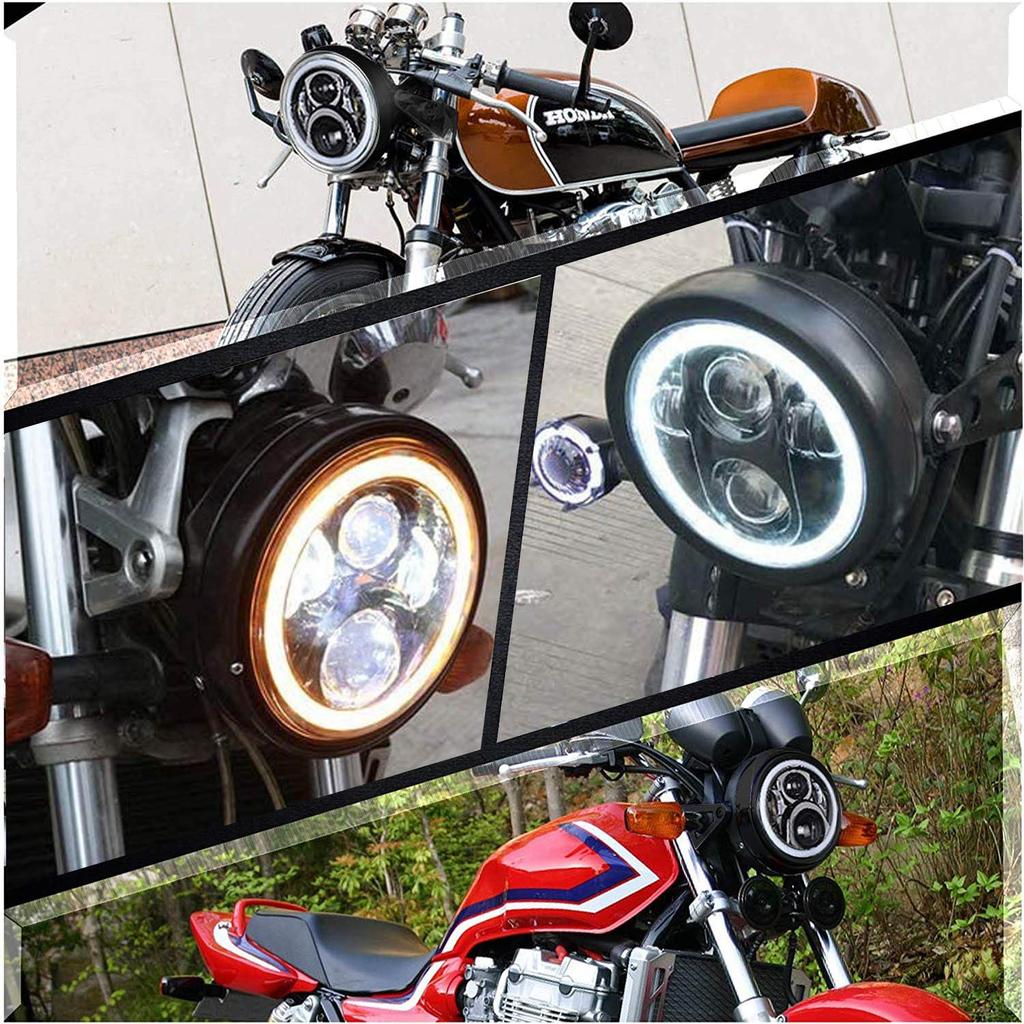 Samman LED Headlights with DRL Daytime Running and Turn with White 7-inch Shell, Function, Hi/Lo Switching, Lights/White Signals/Amber Rings,