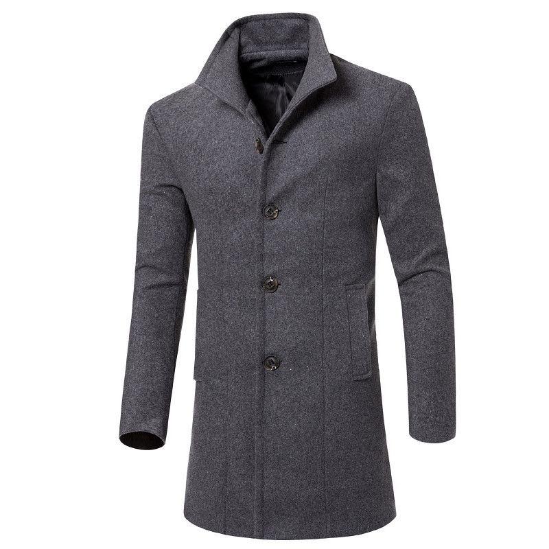 Luxurious Trench Coat Fashion Men's Jacket Winter Warm Wool Coat Outwear Long Overcoat