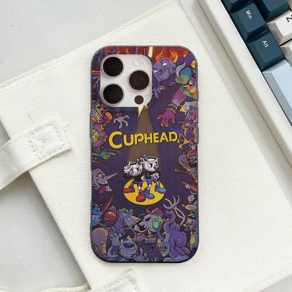C-Cuphead Classic Game Soft Corrugated Phone Case For IPhone 11 12 13 14 15 16 17 Pro Max Plus Ripple Silicone Cover
