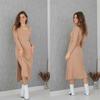 Split Solid Knitted Dress Long Sleeve Khaki Ribbed Casual Women Dresses Midi Ladies Bodycon Dress