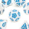 7 Pcs White BlueTree Stump Root Metal Dice Solid Metal Polyhedral Dice Set Suitable for Role-Playing RPG  Board Game Card Game