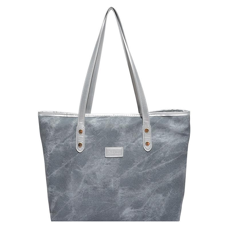 Tote bag large-capacity bag women's new fashionable solid color simple shoulder bag summer commuter handbag