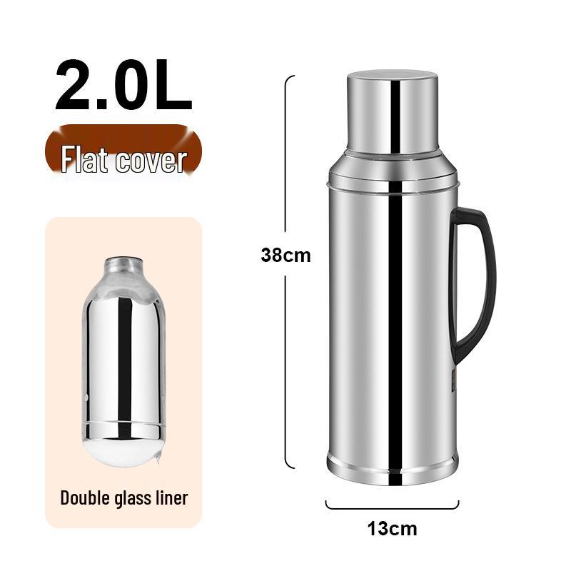 Vintage Large Capacity Thermos Flask with Stainless Steel Exterior & Glass Interior for Keeping Beverages Warm