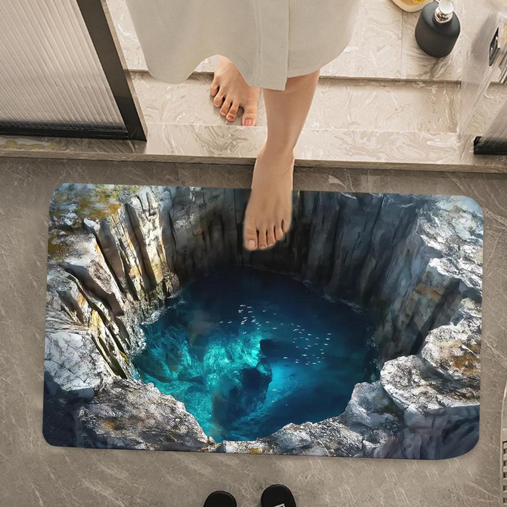Optische Täuschung Teppich Cooles Loch Teppich Rutschfest 3D Loch Teppich für Eingang Küche Badezimmer Innen Halloween Veranda Dekorationen