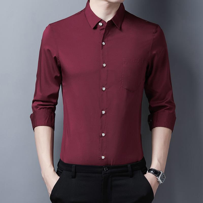 Spring and Autumn Men's Long-sleeved Shirt Youth Casual Solid Color Shirt Men's One Piece