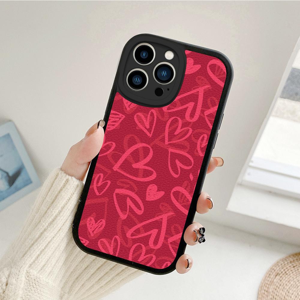 Dla Iphone14 Słodkie Etui na Telefon z Sercem Miłości dla Iphone 14 13 11 12 Pro MAX 13 12 MiNi 7 8 14 plus X XS XR Ochronne Pokrowce ze Skóry Jagnięcej
