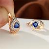 White Blue Zircon Stone Triangle Stone Earrings Charm Rose Gold Tone Color Bridal Gathering Women Wedding Occasion Earrings Geometric Crystalline