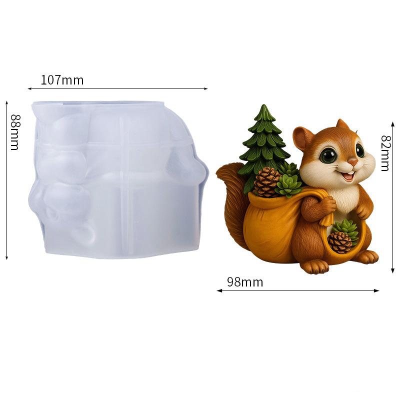 

Squirrel Flower Pot Silicone Mold DIY Squirrel Candle Holder Mold Plaster Candle Jar Molds Concrete Vase Resin Pen Holder Mould білий