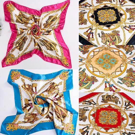 90 X 90см Квадратный Женский Имитированный Шелковый Сатин Цепь Кареты Шейный Головной Платок Шаль EMA