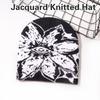 Unisex Jacquard Eye Flower Pattern Knitted Beanies Hat Fashionable Winter Warm Hiphop Bonnet Skull Hat for Men and Women