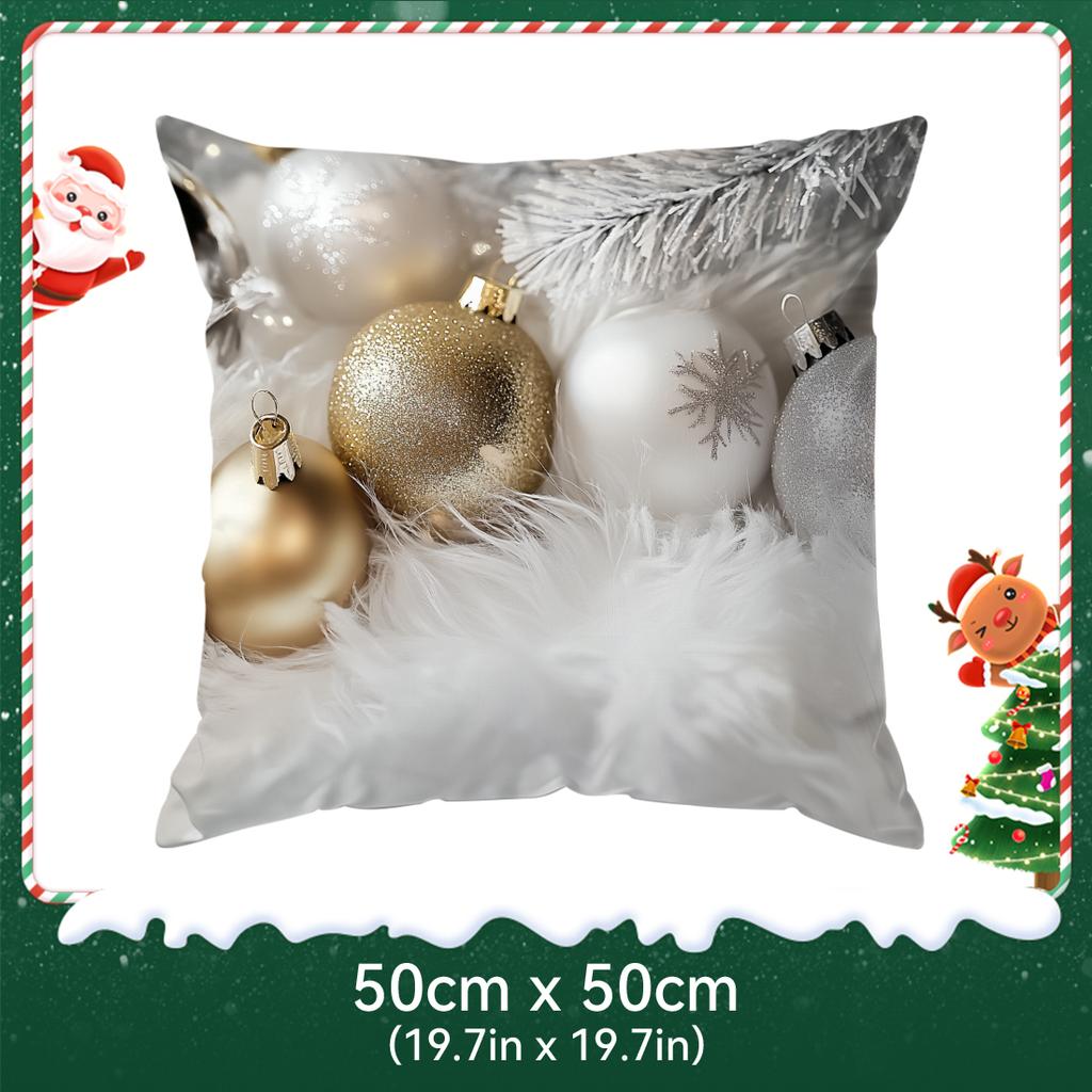 Vintage White Christmas Ball Pillowcase Bedroom Cushion Cover 100% Polyester Living Room Cushion Pillowcase Home Decor