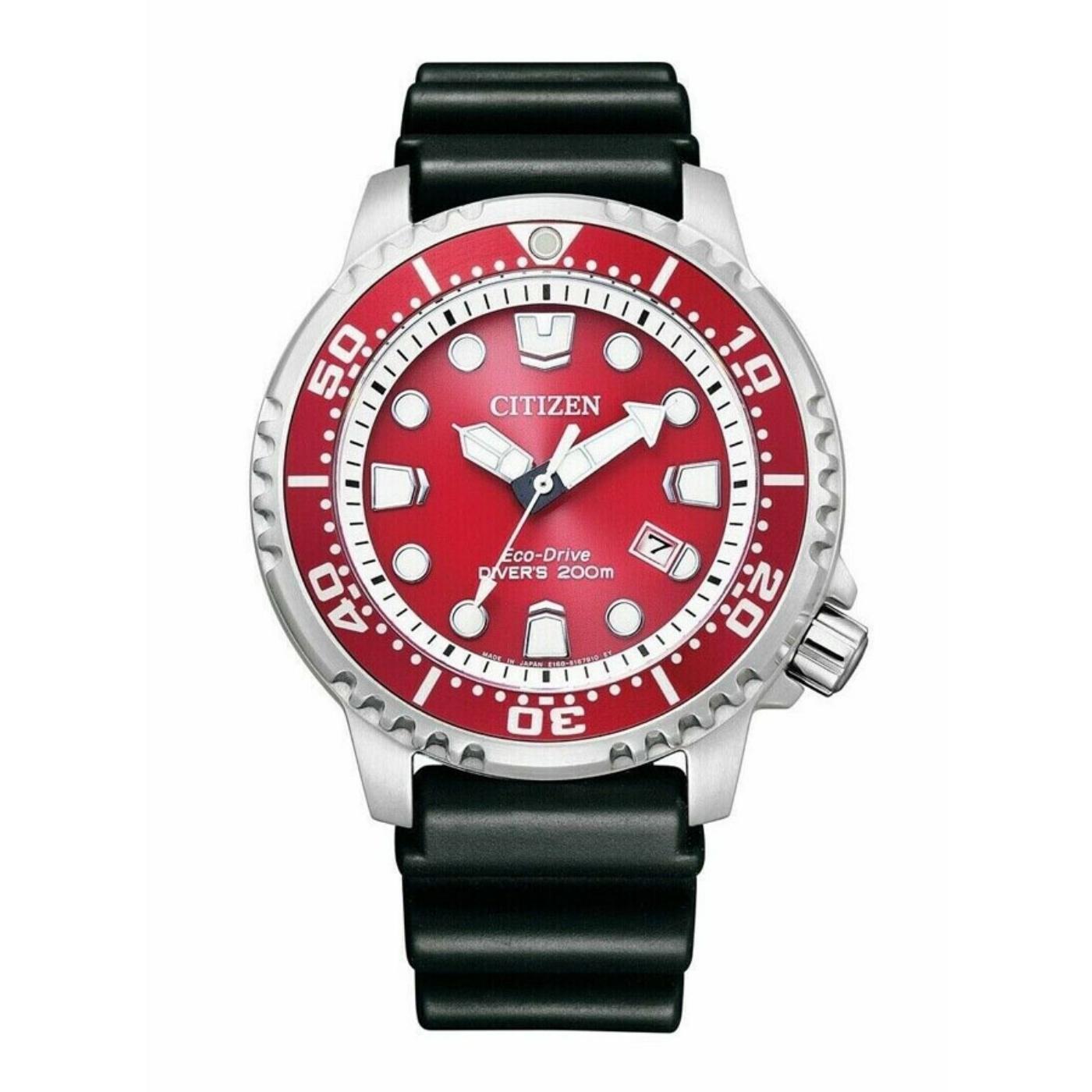 

Citizen Ecological-driven BN0159-15X 44mm silver stainless steel case with black rubber strap men s watch червоний