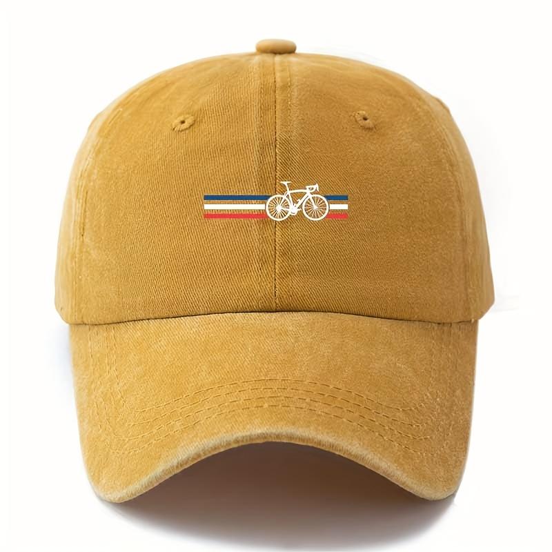 Fashionable Printed Bicycle Baseball Cap, Retro Lightweight Curved Brim Hat, Suitable for Outdoor Vacation, Camping and Leisure