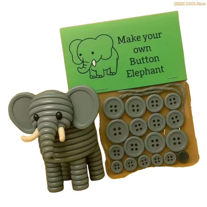 K1AE Unique Plastic Button Craft Project Animal Ornament Set With Easy Instructions