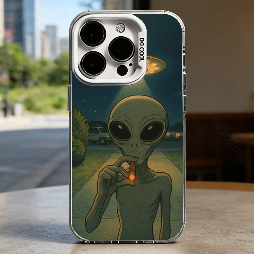 Funny Space UFO Alien Thing  Hard Phone Case for IPhone 17 16 15 14 13 12 11 Pro Max Plus16E X XR XS Max shockproof Full Cover