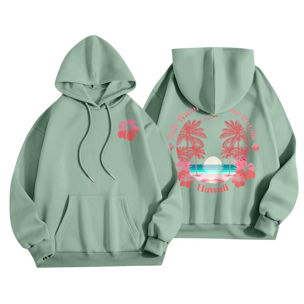 Women's Fashion Women's Lightweight Long Sleeve Pullover With Pockets Preppy Graphic Hoodie