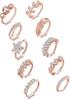 10Pcs Nose Ring Hoop Paved Flower Leaf Feather CZ Cartilage Earrings Nose Piercing Jewelry for Women Men Gold Tone 20G