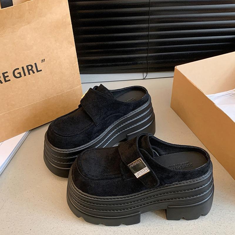 Height-increasing Baotou Boken half slippers women's outer wear spring and summer new small thick-bottomed muffin