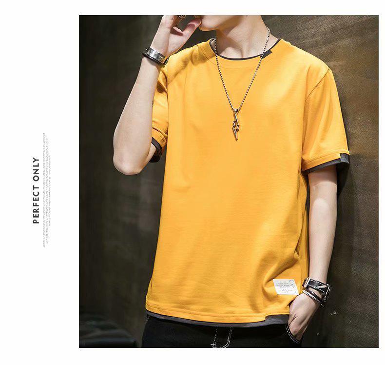 2024 Korean Style Trend: Men's Versatile Loose Fit Short Sleeve T-Shirt - Summer Casual Fake Two-Piece.