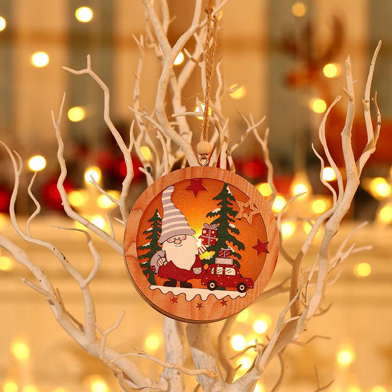 New Luminous Wooden Christmas Ornaments - Forest Old Man & Star Pendants