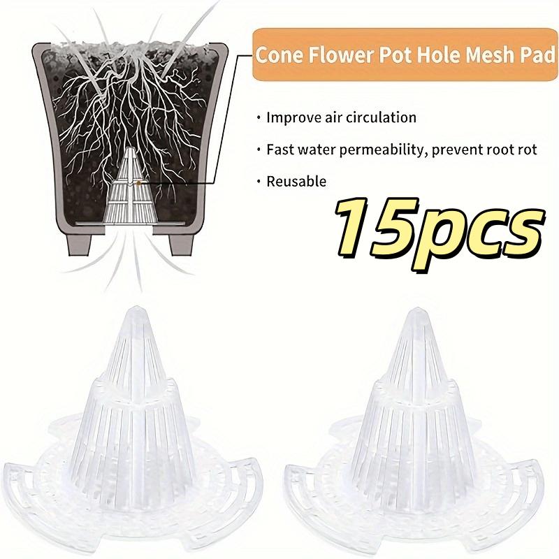 

15pcs Flower Pots Bottom Filters Flower Pot Bottom Drainage Ventilation Cone Durable Plastic Conical Root Protection Cover