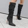 Women's high-heeled boots sexy European and American style pointed-toed thin-heeled large-size cowboy mid-boots