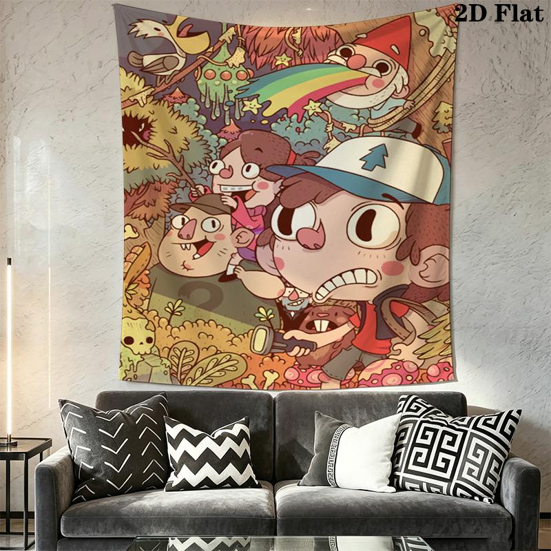 Gravity Falls Cartoon Pattern Home Decor Tapestry, Wall Hanging, Decorative RV Wall Cloth.XGT0914582
