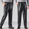 Men's Fleece-Lined Leather Motorcycle Pants - Thick, Windproof, Waterproof, Warm, Plus Size