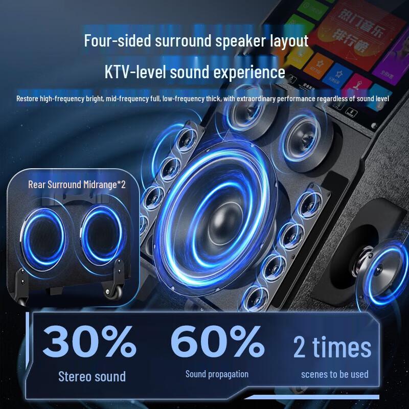 SAST Portable KTV Trolley Speaker with 17-inch Display