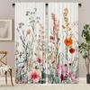 2pcs Rtic Floral Curtains with Green Leaf Design   Rod Pocket for Easy Hanging   Vibrant Wildflower Botanical Print for Bedroom