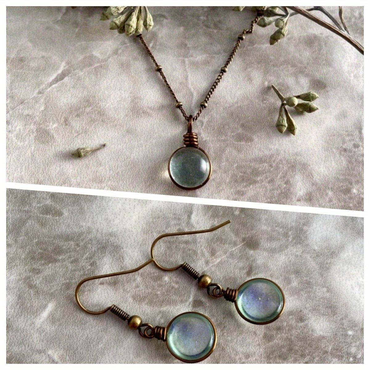 piece set, fashion jewelry set, vintage jewelry set, simple jewelry set, raindrop series, 1 raindrop necklace + 2 pairs of raindrop earrings бронзовый