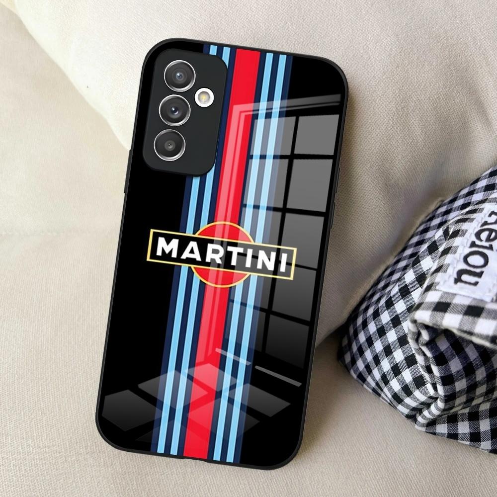 

Чехол для телефона Martini Racing с горизонтальной полосой для Samsung S24 Ultra S23 S22 S25 S20 Fe S21 Plus A54 A34 A53 A13 A16 Стеклянная крышка Samsung s21ultra