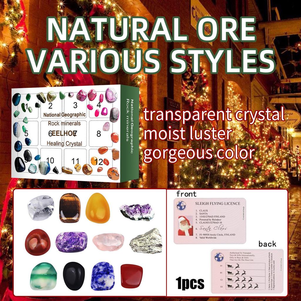2021 Advent Calendar - 12 Pcs  Size Natural Crystal Agate Stone Rocks, Minerals & Fossils Advent Calendar