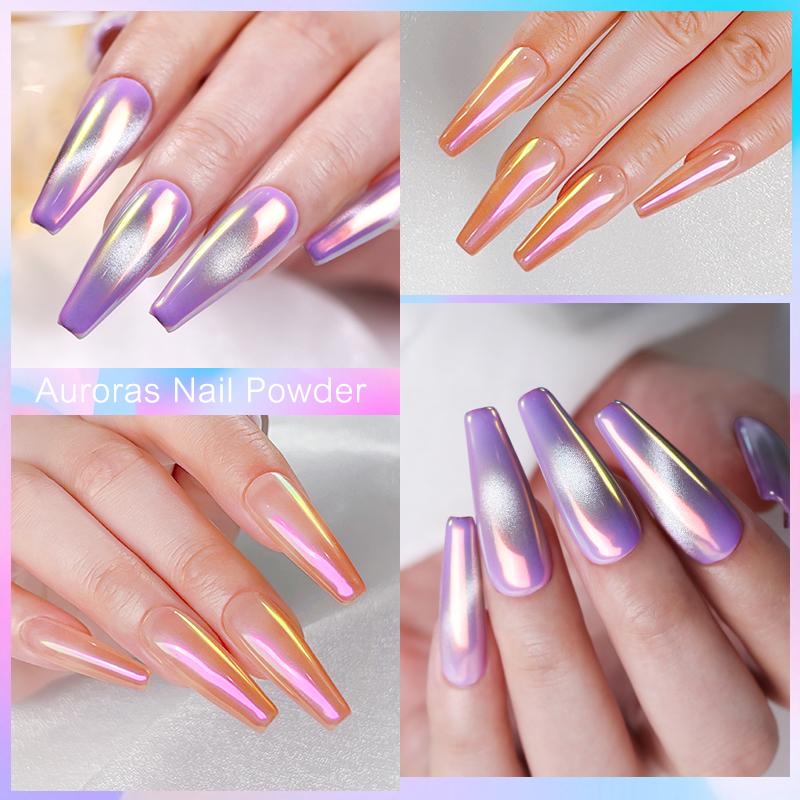 NICOLE DIARY Aurora Prášek na nehty Bílý Pigment Perleťový Třecí Prach Efekt Nail Art Třpytky Manikúra Příslušenství k nehtům