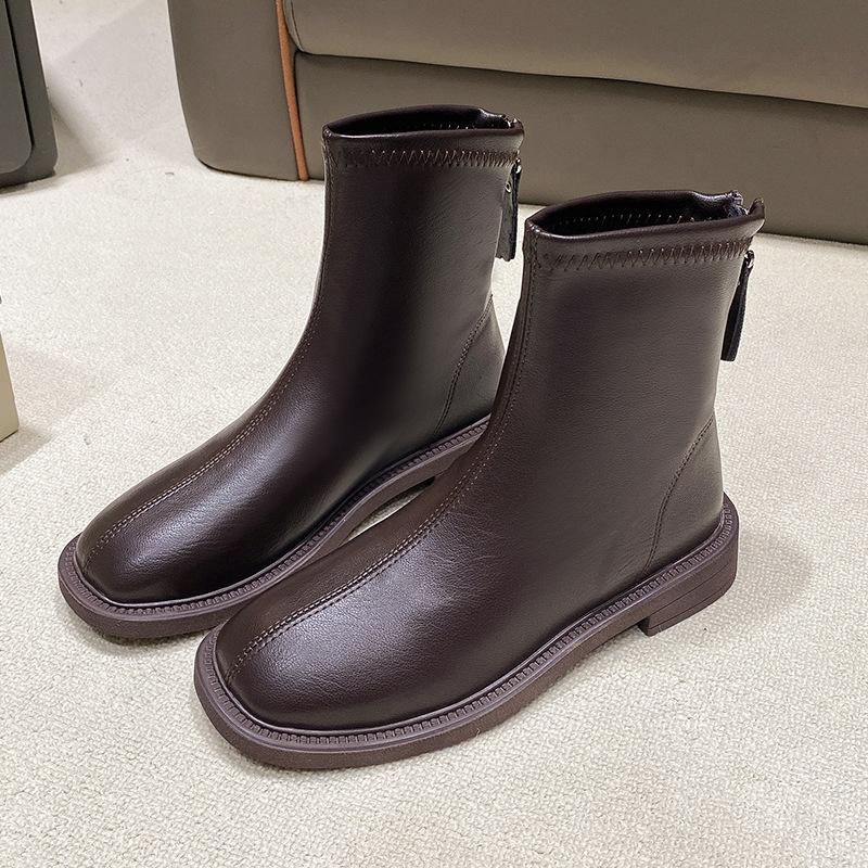 European and American Martin boots children thick heel soft leather bare boots with thin boots British style short boots