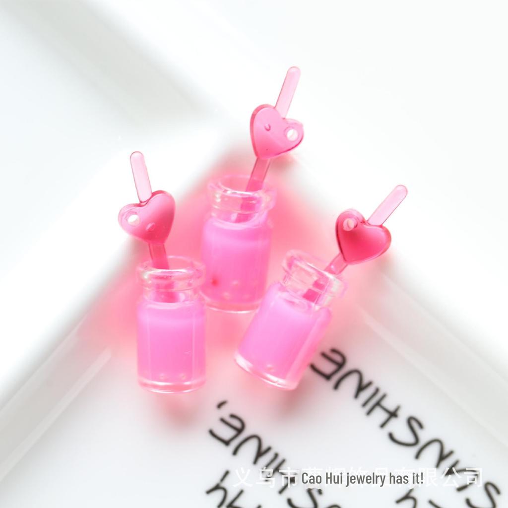 Luminous Pearl Milk Tea Straw Cup Pendant Keychain with Hanging Hole for DIY.