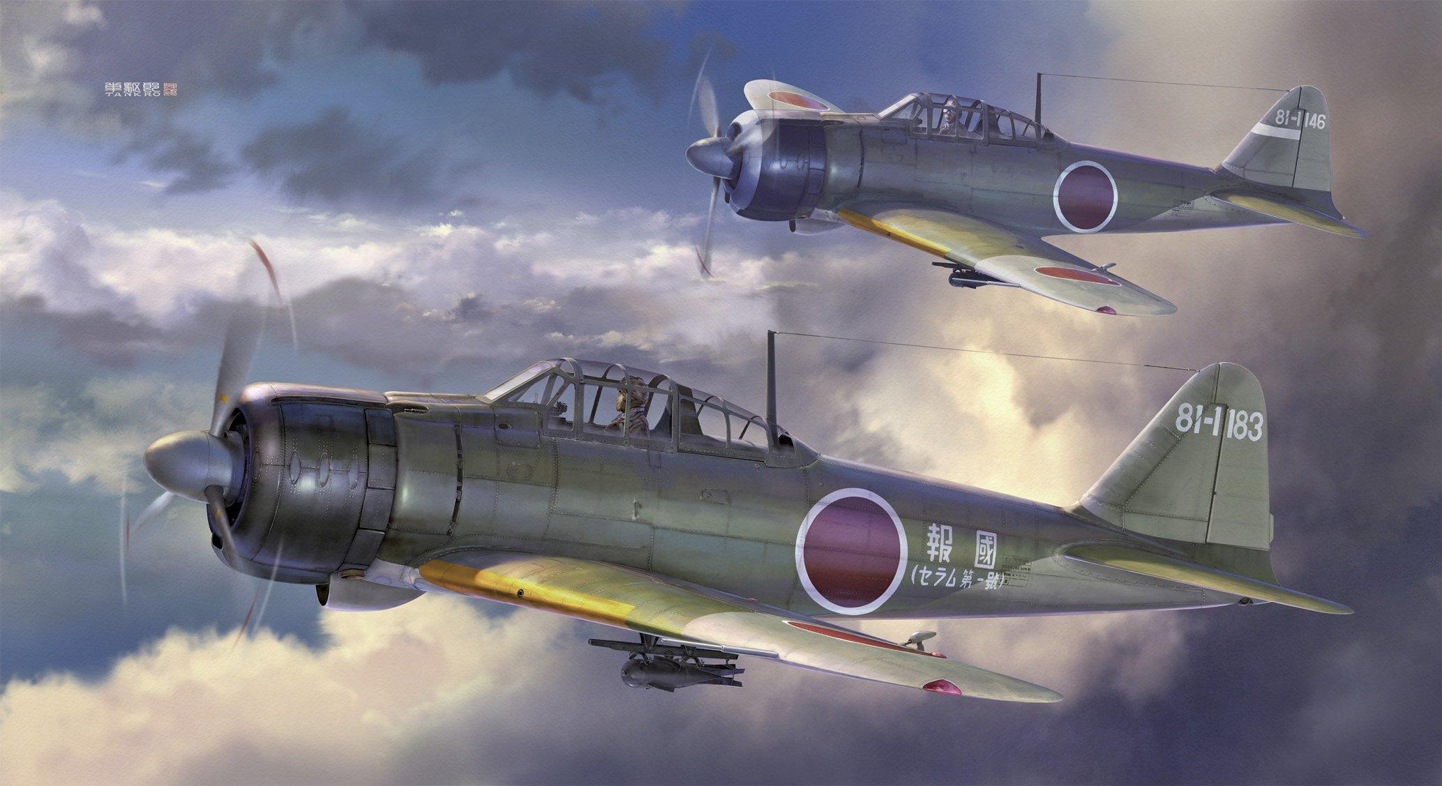 

scale 07411 Mitsubishi A6M2b Zero Fighter Type 381st Air Group with bombs 1/48 21, air-to-air